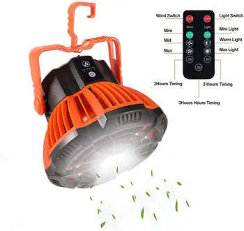 E2 Nešiojamų Kempingas Žvejybos Ventiliatorius 2 in 1 LED Lempa, Žibintuvėlis, 3-Pavarų Lauko USB Įkrovimo Palapinė Ventiliatorius Kabinti Kablys Žibinto Žibintų