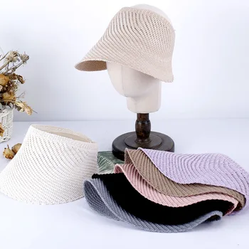 edgy Tuščias viršutinio dangtelio Moterų vasaros skrybėlę naujas paplūdimio Medvilnės, kanapių Moterų Paplūdimio skrybėlę gegužinė uv apsauga saulės skrybėlę skėtį nuo saulės skrybėlę madingas