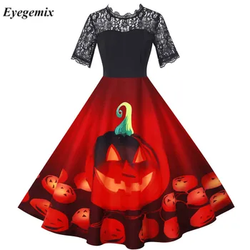 Elegantiškas Nėriniai Moterų Helovinas Dress 50s 60S Derliaus Sūpynės, Rockabilly Trumpas Rankovės Nėrinių Biuro Šalis Suknelė Vestidos