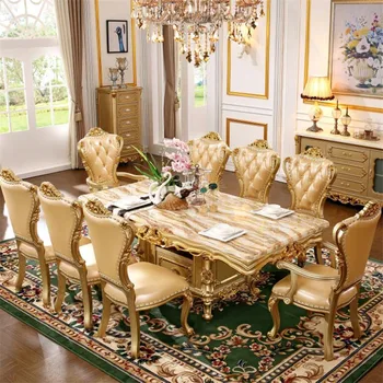 Europos marmuro stalas stačiakampio formos vila valgomasis stalas aukso stalo šampanas aukso
