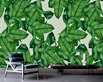 Europos stiliaus ranka-dažytos augalų bananų lapų kambarį fono sienos dekoratyvinės tapybos freskos atogrąžų tapetai behang