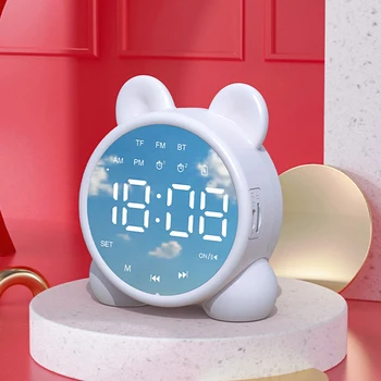 F2 Cute Kačių Vaikai Žadintuvas Veidrodis, Stalo Laikrodis Skaitmeninis Laikrodis-Žadintuvas Naktiniai Laikrodis Vaikai Miega Led Laikrodžiai 
