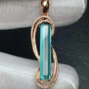 Fine Jewelry Nekilnojamojo 18 K, 100% Natūralus Žalias Turmalinas 3.7 ct Brazilijos Kilmės Deimantų Akmuo Deimantas Moterų Pakabučiai, Karoliai