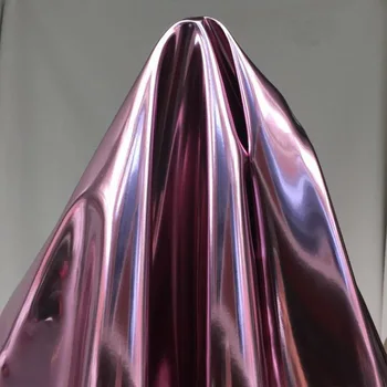 Geros Blizgančios Rausvos spalvos Metalo Veidrodėlis Dizaineris Audinys Micro-ruožas Pu Dirbtiniais Odos Siuvimo Medžiagos 