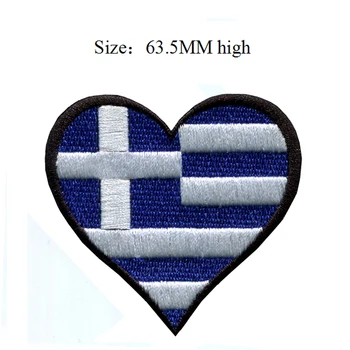 Graikijos Vėliavos siuvinėjimo pleistras 63.5 MM/širdies formos/Šalių/geležies pagrindo
