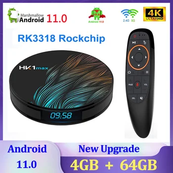 HK1 Max Smart TV Box NAUJĄ Android 11.0 USB3.0 Rockchip RK3318 4G-32G 64G Dual Wifi HD 