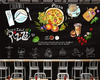 Individualizuotos fono paveikslėlį 3d vakarų restoranas fono sienos freskos mados lentos kavos pica, mėsainiai parduotuvėje apdaila, tapetai