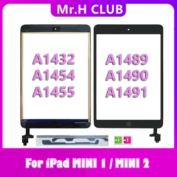 IPad Mini 1 2 Touch Ekranas skaitmeninis keitiklis su pagrindiniais Mygtuką IC Kabelis iPad Mini1 Mini2 A1432 A1454 A1455 A1489 A1490 A1491 Stiklo