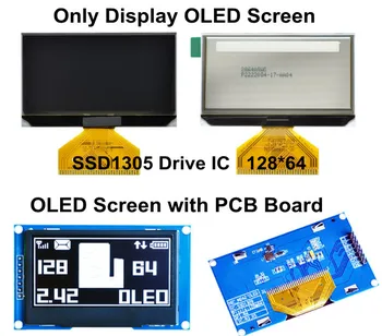 IPS 2.42 colių 7PIN/31PIN SPI Balta PM OLED Ekrano Modulis SSD1305 Ratai SSD 128*64 IIC Sąsaja 3.3 V