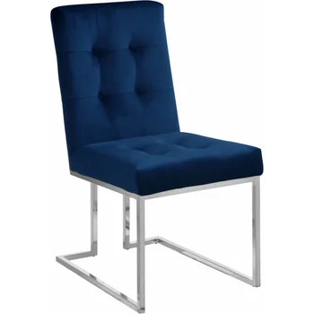 Italija blue velvet banketų, vestuvių valgomojo kėdė silver chrome kojos Vieno valgomojo baldai virtuvės kietas valgomojo Kėdės
