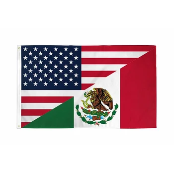 JAV, Meksika Draugystės Amerikos Meksikos Derinys 3x5 Banner Vėliavos Šalis, Lauko, Patalpų, Atostogų Plaukioja gyvos Spalvos Apdaila