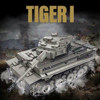 Karinės vokietijos King Tiger I Sunkusis Tankas Blokai WW2 Armijos Kareivis Ginklų Leopard 2A7 Pagrindiniai kovos Tankai Plytas, Vaikams, Žaislai