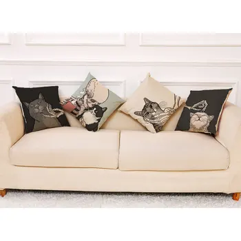 Kaukolės ir Kačių Pagalvės Atveju Funny Cat Pagalvę Padengti Dekoratyvinių Lova, Sofa Kambarį Apdaila Užvalkalas už Pagalvę Estetines