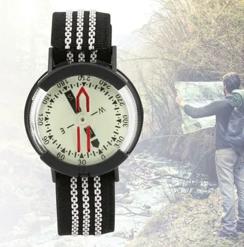 Kompasas Keychain Laikrodis Stiliaus Kempingas Vaikščiojimo Lauke, Nardymas kišenėje Žiūrėti atsparus Vandeniui Reguliuojamas Šviesos Rinkimo Vadovas Indikatorius