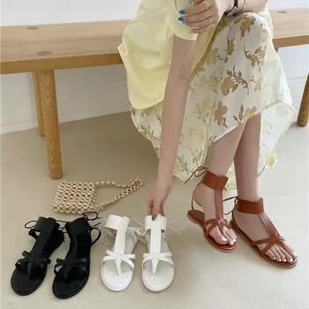 Kryžiaus Siauros juostos gladiatorių sandalai moterims flipflops butas vasarą šiuolaikinių batų moteris nėrinių studentų įrašą kojų sandalias mujer