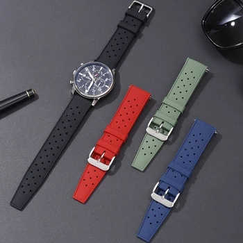 Kvėpuojantis Gumos Watchband Mados Greito Atleidimo Laikrodžių Dirželiai 18mm 20mm 22mm Silikono Tropic atsparumas Vandeniui Smartwatch Dirželis