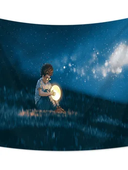 Kūrybos Animacinių filmų Animacija Gobelenas Berniukas, Apimanti Mėnulis Namų Dekoro Estetinis Vaikų Miegamąjį Kambarį Apdaila Tapiz