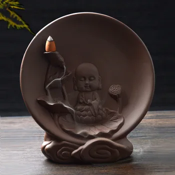 Kūrybos Disko Vienuolis Buda Lotus Lapų Smilkalai Kūginiai Degiklis Smilkalų Lazdelės Laikiklis Keramikos Censer Namų Puošybai Buddism