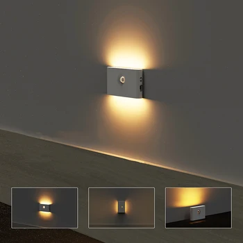 LED Protingas Indukcijos Naktį Šviesos USB Įkrovimo Sienos Šviesos Žmogaus Kūno Indukcijos Koridoriaus Spintos Miegamojo Vonios kambarys