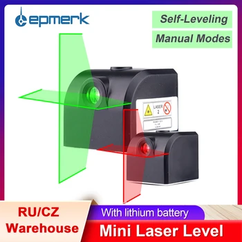 Lepmerk Mini Savaime išsilyginantis lazerio lygio infraraudonųjų spindulių šviesos kryžiaus spausdintuvas, vertikalios ir horizontalios 2 kryžminio lazerio linijos Žalia/Raudona šviesos