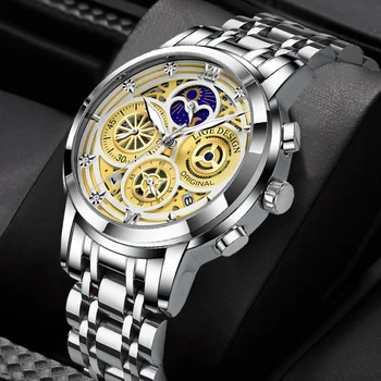 LIGE Laikrodžiai vyriški Sportas Kvarco Chronograph Prabangūs Laikrodžiai, Nerūdijančio Plieno Laikrodis su Šviesos Žiūrėti Relogio Masculino+BOX