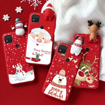 Linksmų Kalėdų Silikono Atveju Xiaomi Redmi 9C NFC Minkštas Mielas 3D Lėlės Galinio Dangtelio xiaomi redmi 9C 9c C9 9CNFC 6.53