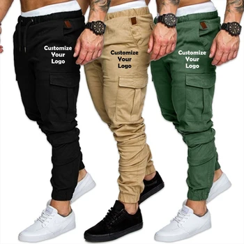 Logotipą Atsitiktinis Vyrų Kelnės Didelis Kišenėje Hip-Hop Haremo Kelnės SweatpantsMens Poilsiu vyriškos Kelnės pantalones Krovinių 