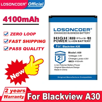 LOSONCOER 4100mAh Baterija Blackview A30 Pakeitimo Li-ion Baterijos Mobiliojo Telefono Baterija