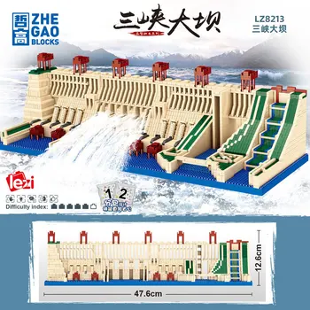 LZ8213 Diamond Granulės Kinija didelis Modeliu Trijų Tarpeklių Užtvankos Statybos blokas žaislai vaikams dovanos