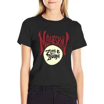 M?neskin fan art & merch maneskin T-Shirt Trumpi marškinėliai trumpomis rankovėmis vasarą palaidinės moteris 2023