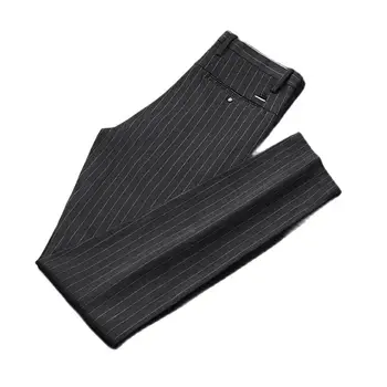 Mados Dizaino Plius Dydis Juodas Dryžuotas Vyrų Atsitiktinis Kelnės Ruožas Slim Fit Jaunimo Kelnes, Vestuvių Oficialus Streetwear