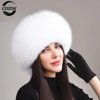 Mados Naujo Stiliaus Prabangūs Žiemą Rusijos Gamtinių Nekilnojamojo Lapės Kailio Kepurę 2023 Moterų Šiltas, Geros Kokybės, 100% Originali Nekilnojamojo Lapės Kailio Kepurė