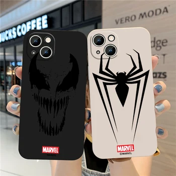 Marvel Spider-Man Logotipas Telefono dėklas Skirtas Apple iPhone 14 13 12 mini Pro 11 Max 8 7 Plius Skystis Kairėje Virvę Funda Galinį Dangtelį