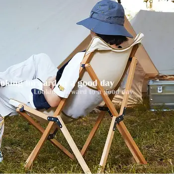 Medienos Sulankstomos Kėdės su Atlošais Nešiojamų Lauko Laisvalaikio Patogus Kempingas Drobės Atlošas Paplūdimio Žvejybos Lengvas Fotelis