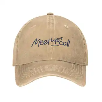 Meetupcall Logotipas Spausdinti Grafinis Atsitiktinis Džinsinio audinio kepurė Megzta kepurė Beisbolo kepuraitę