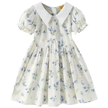 Merginos Gėlių Princesė Dress 2023 Korėjos Stiliaus Naujas Vasaros Vaikų Drabužių Medvilnės Vaikai Medvilnės Suknelės, #7380