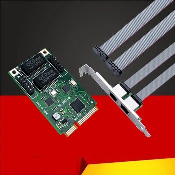 Mini PCIE 2-Port RJ45 Tinklo plokštė Tinklo plokštė Internetas Lan Adapteris Gigabit Ethernet 10/100/1000Mbps ASM1182e Chip PC