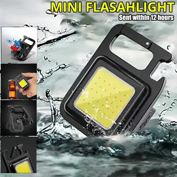 Mini Žibintuvėlis Keychain Nešiojamas Kišenėje Flashligh Vandeniui USB Įkrovimo Lauko Kempingas Žvejybos Mažas Šviesos Kamščiatraukis