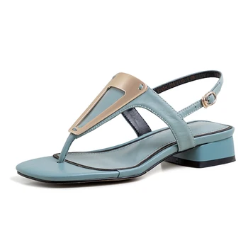 Modx 2023 Batai natūralios Odos T-strap m2 Atsitiktinis Vasaros Ponios Feetwear Mėlyna Smėlio Rudos spalvos moteriški Sandalai
