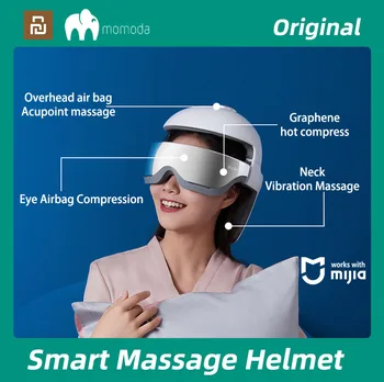Momoda Smart Masažas Šalmas 3-in-1 Masažas Galvos, Akių ir Kaklo, Galvos Masažas Akių oro Pagalvių Suspaudimo Kaklo Vibracijos
