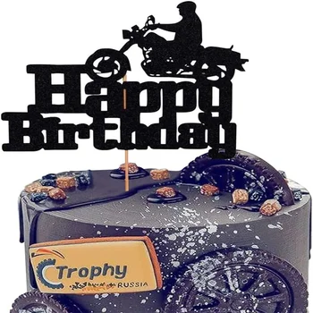 Motociklo Tortas Topper Motoroleris Cupcake Rėžtuvės Harley Laimingas Gimtadienio Tortas Topper Žmogaus Gimtadienis ar Berniuko Gimtadienis