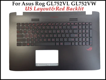 Naujas 90NB0A41-R31US1 0KNB0-662GUS00 13NB0941AP030 už Asus Rog GL752V GL752VL GL752VW Nešiojamojo kompiuterio klaviatūra JAV Palmrest Raudona apšvietimu