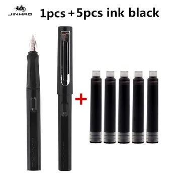 Naujas Jinhao 5vnt ink Black 1pcs Verslo biuro Fontanas Pen Studentų Mokyklos Raštinės Prekes