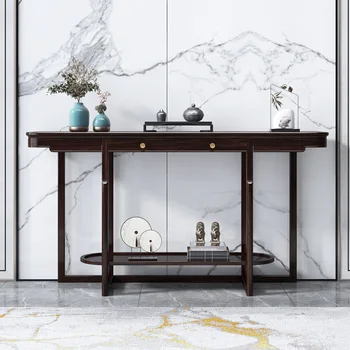 Naujas Kinų stiliaus medžio masyvo, įėjimo riešutmedžio stalo nuo sienos, juostelės atveju, kelių kabinetų dekoracija stalo pabaigos vi