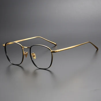 Naujas mados klasikinis akinių rėmeliai vyrų Dizaineris didelis rėmas titano optiniai akiniai Trumparegystė skaityti moterų asmeninį akiniai