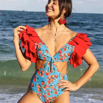 Naujas Moterų Sexy Vienas Gabalas Backless Maudymosi Kostiumėlį Spausdinti Gėlių Pynimas Maudymosi Kostiumėliai, Maudymosi Kostiumas, Paplūdimio Drabužiai Monokini Vasaros