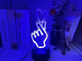 Naujas Valentino Dienos dovana led meilės 3D naktį lempos kūrybinis prisilietimas nuotolinio valdymo 3D stalo lempos