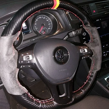 Nerijos Automobilio Vairo Padengti neslystantis Verstos Anglies Pluošto Volkswagen Golf Mk7 Naujas VW Polo Jetta Passat B8 Automobilių Reikmenys