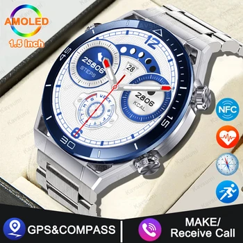 NFC Smart Watch Vyrų 1.5 Colių HD Didelis Ekranas Hi-Fi Balso GPS Laikrodžiai Kompasas IP68 Vandeniui EKG Smartwatch Už 