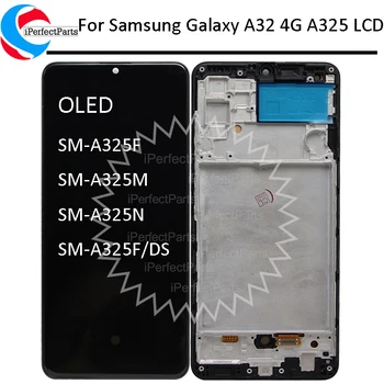 OLED Samsung Galaxy A32 A325 Ekranas Su Rėmo A325F A325M Touch Panel Stiklo Ekranas skaitmeninis keitiklis Pantalla Samsung LCD A325